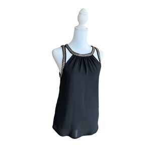 Express Women's Beaded Halter Tank Top Black Size S Party Cocktail